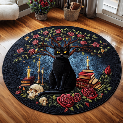 Mysterious Cat Quilted Round Mat GFTOAB2455