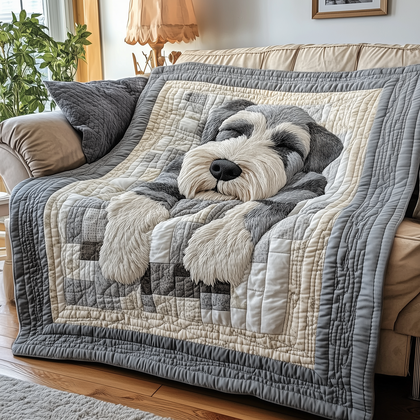 Restful Schnauzer Collection Quilted Blanket