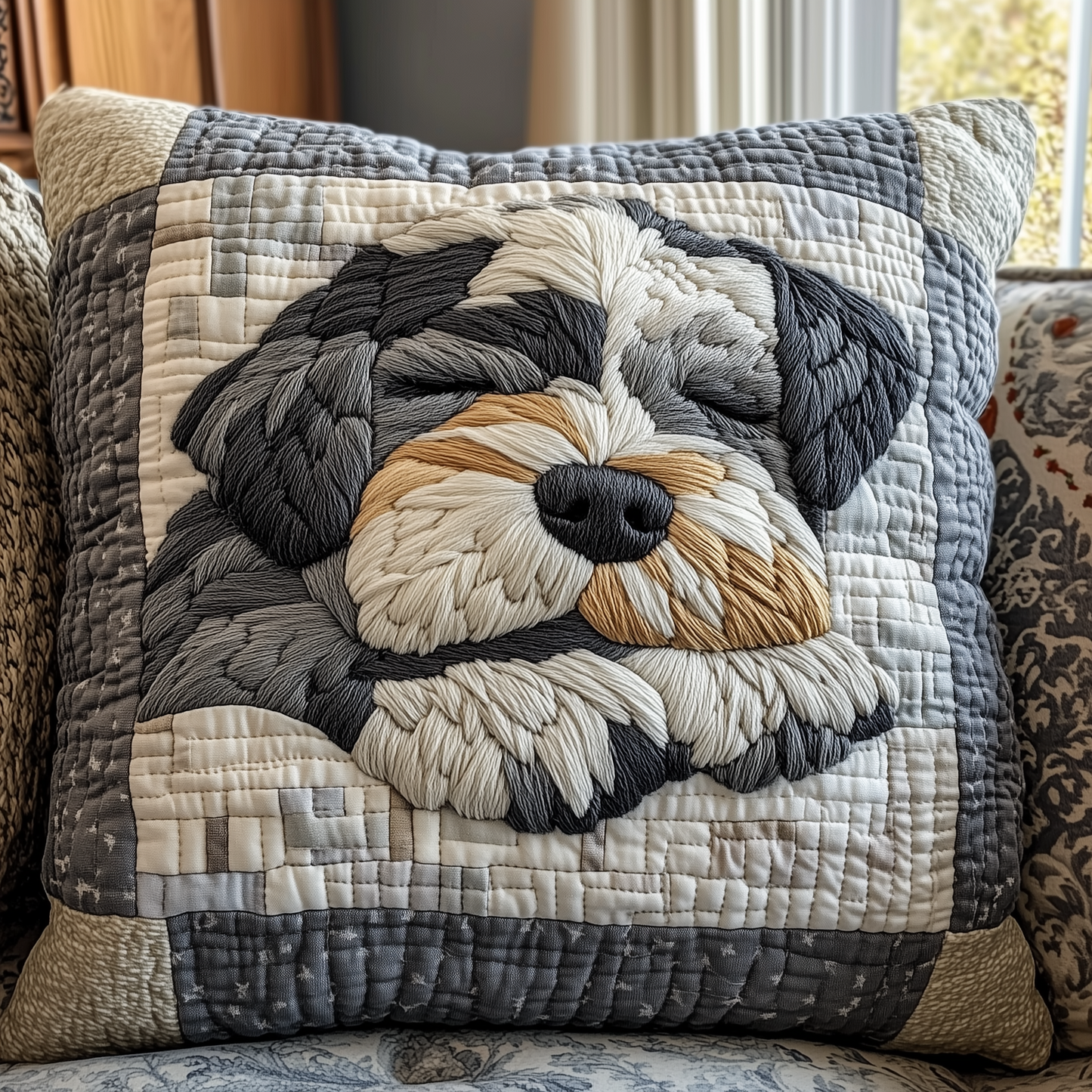 Restful Schnauzer Quilted Pillow Case GFTOAB2660