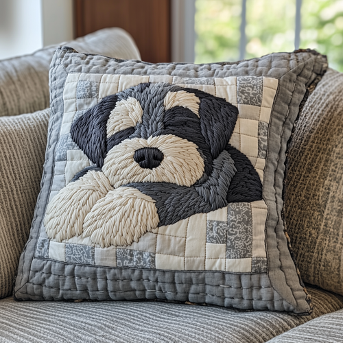 Restful Schnauzer Quilted Pillow Case GFTOAB2664