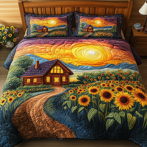 Sunflower Retreat 3-Piece Quilted Bedding Set GFTOAB3032