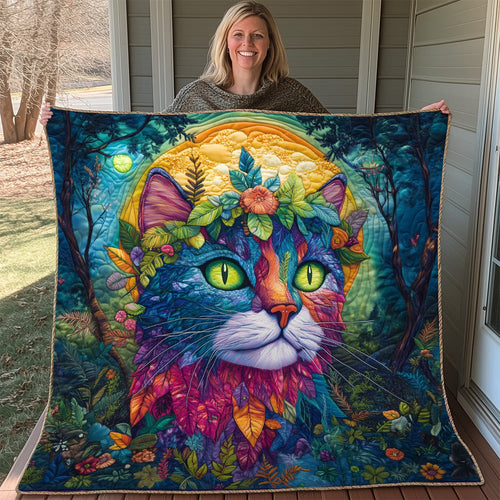 Mystic Forest Cat Quilted Blanket GFTOAB3139