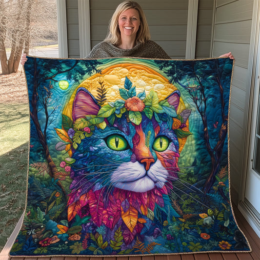 Mystic Forest Cat Quilted Blanket GFTOAB3139