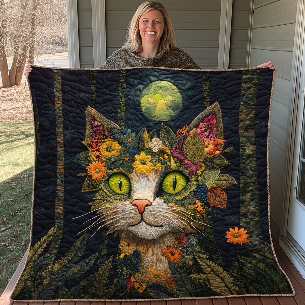 Mystic Forest Cat Quilted Blanket GFTOAB3140