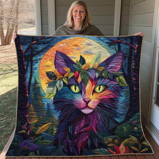 Mystic Forest Cat Quilted Blanket GFTOAB3149
