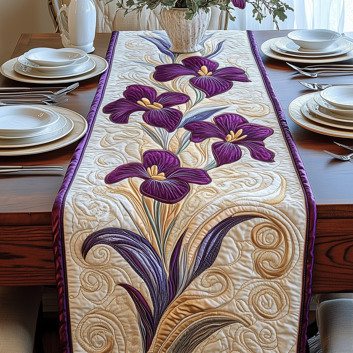 The Eternal Iris Quilted Table Runner GFTOAB3190