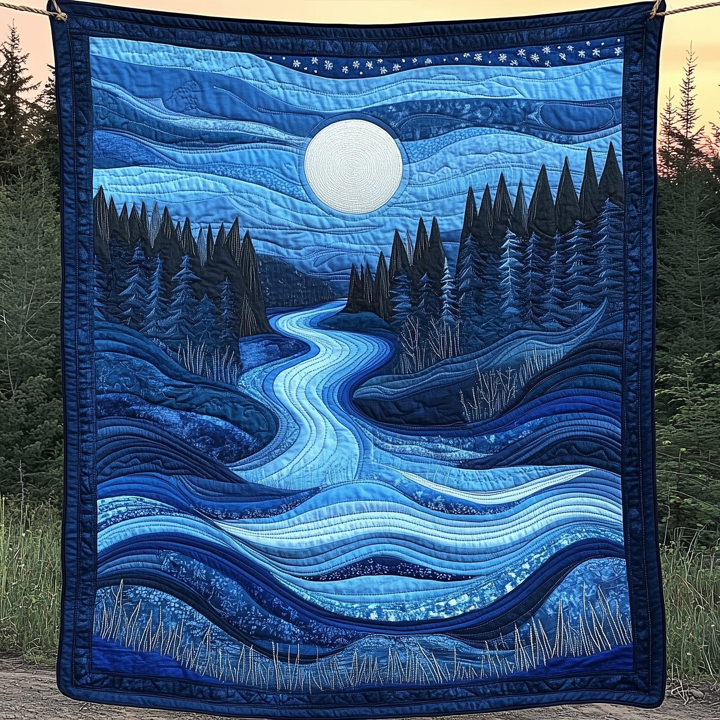 The Mystic Blue River Quilted Blanket GFTOAB3284
