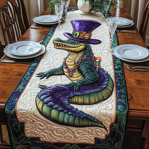Alligator Mardi Gras Quilted Table Runner GFTOAB3514