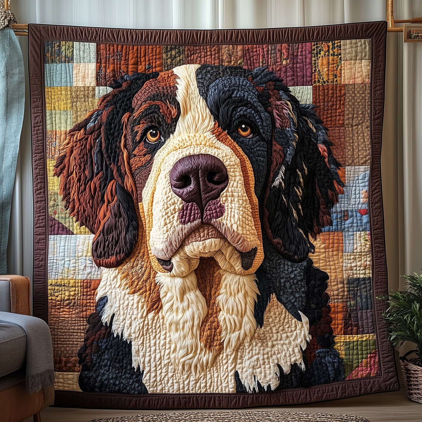 Adorable Newfoundland Dog Quilted Blanket GFTOAB3608
