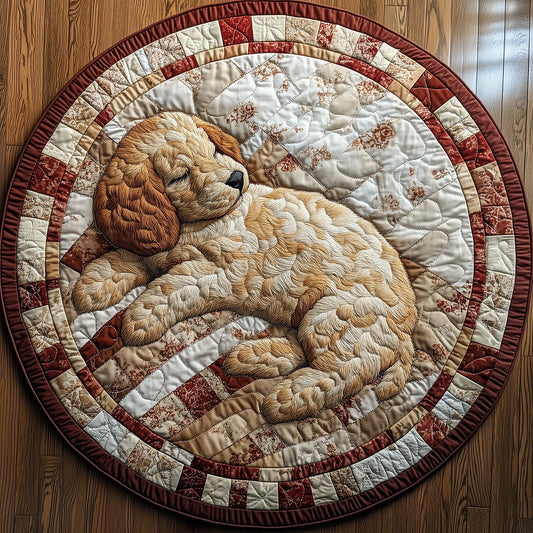 Sleepy Goldendoodle Quilted Round Mat GFTOAB3632