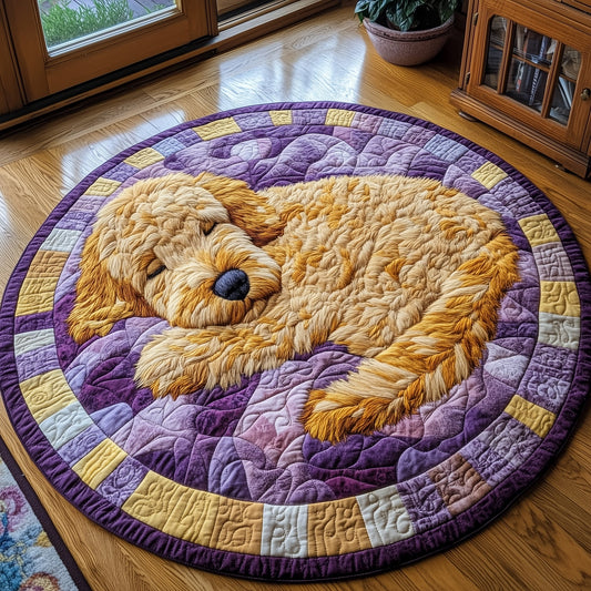 Sleepy Goldendoodle Quilted Round Mat GFTOAB3635