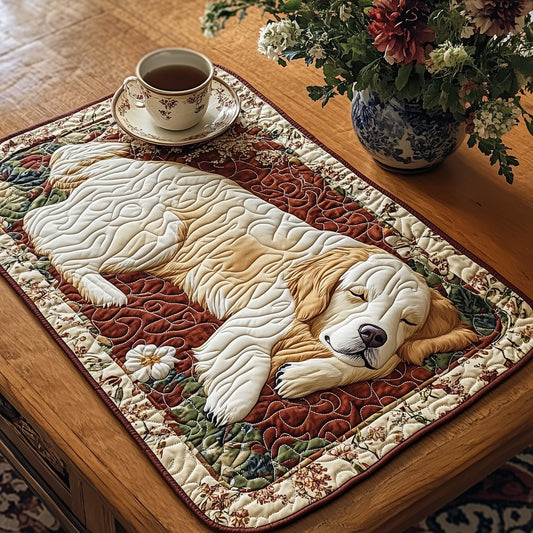Sleepy Golden Retriever Quilted Placemat GFTOAB3646