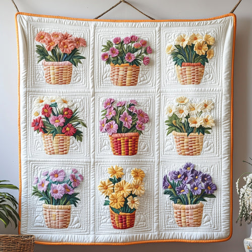 Flower Baskets Quilted Blanket GFTOAB3659