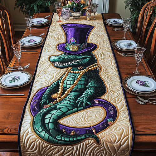 Mardi Gras Alligator Quilted Table Runner GFTOAB3746