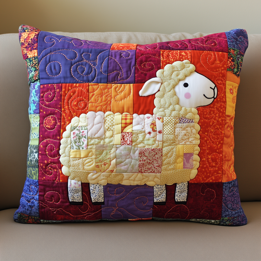 Colorful Sheep Quilted Pillow Case GFTOAB378