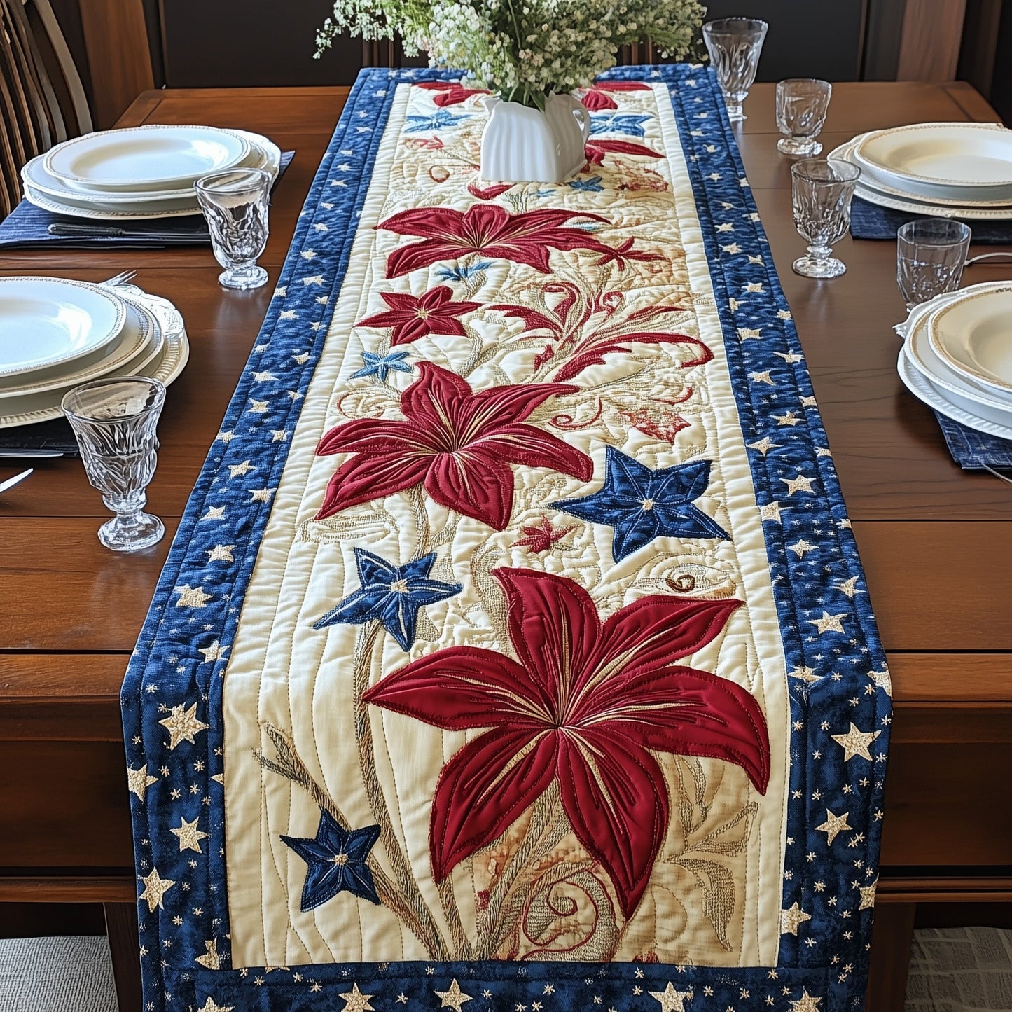 Lilies For Independence Quilted Table Runner GFTOAB3819