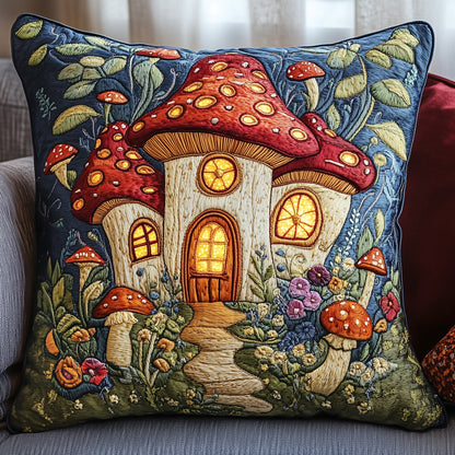 Mystic Mushroom Hut Quilted Pillow Case GFTOAB3852