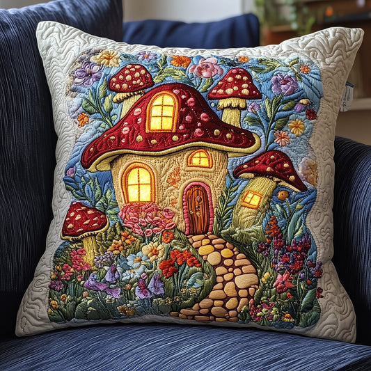 Mystic Mushroom Hut Quilted Pillow Case GFTOAB3855