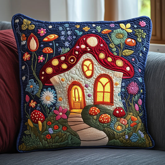 Mystic Mushroom Hut Quilted Pillow Case GFTOAB3856