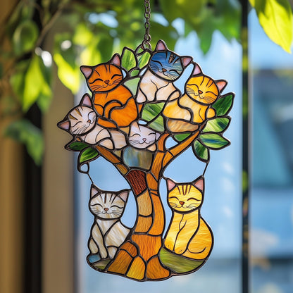 Tree Of Cat Stained Glass Suncatcher GFTOAB3857
