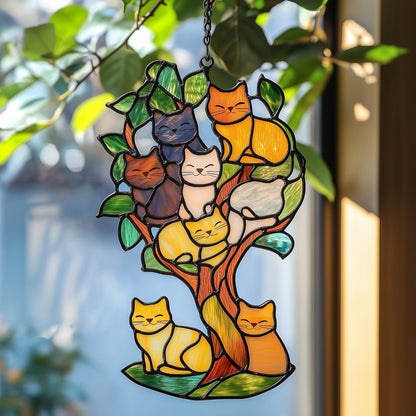 Tree Of Cat Stained Glass Suncatcher GFTOAB3858