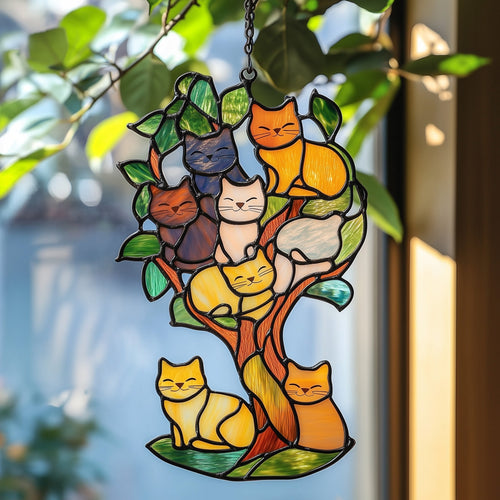 Tree Of Cat Stained Glass Suncatcher GFTOAB3858