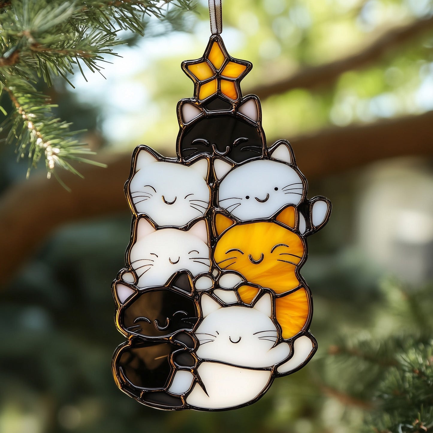 Happy Cat Stained Glass Suncatcher GFTOAB3859