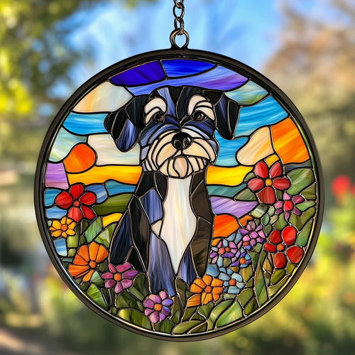 Colorful Schnauzer Stained Glass Suncatcher GFTOAB3864