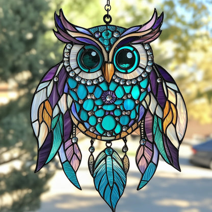 Gorgeous Owl Stained Glass Suncatcher GFTOAB3987