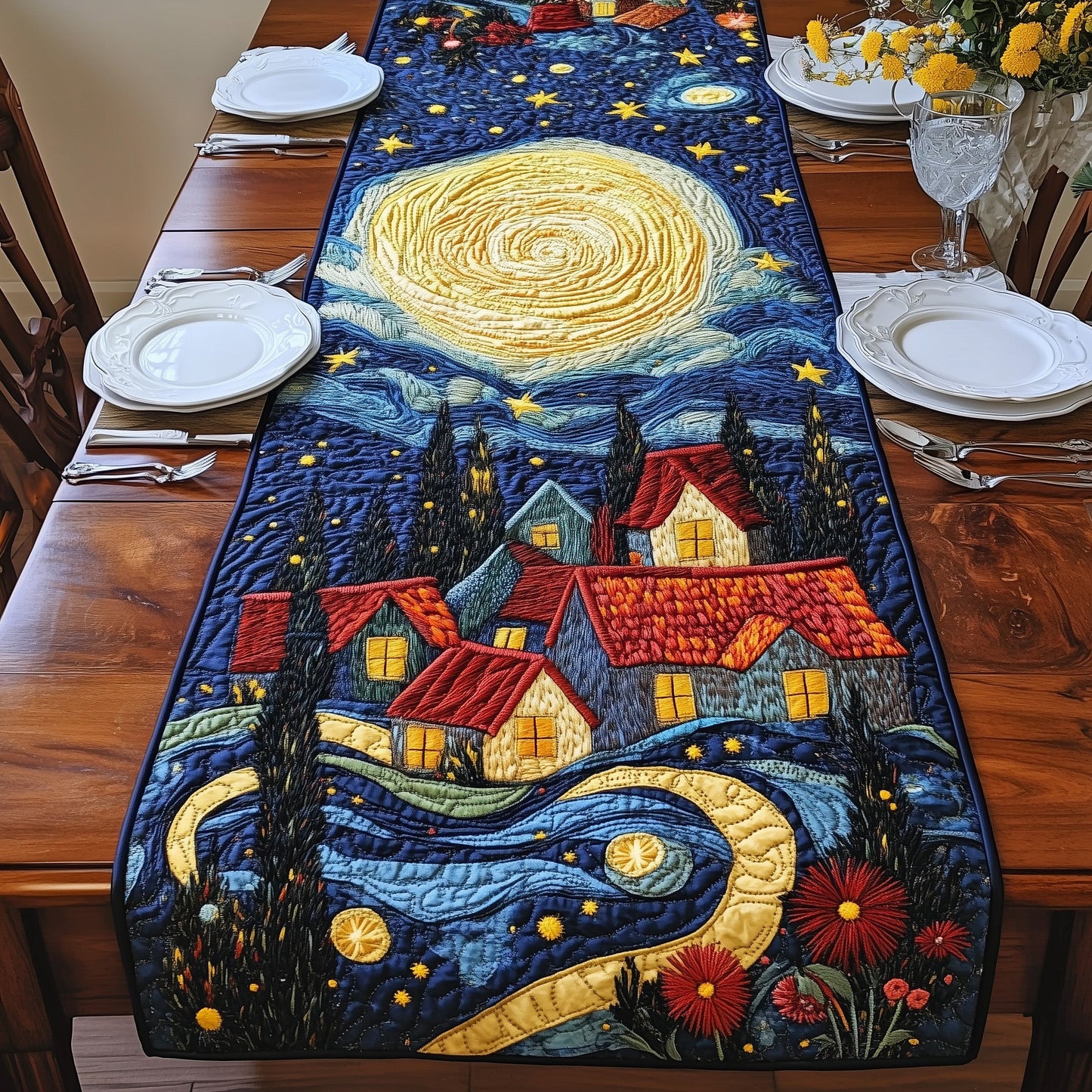 Moon Village Quilted Table Runner GFTOAB4141
