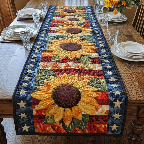 Patriotic Sunflower Quilted Table Runner GFTOAB4325