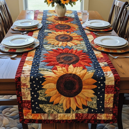 Patriotic Sunflower Quilted Table Runner GFTOAB4326