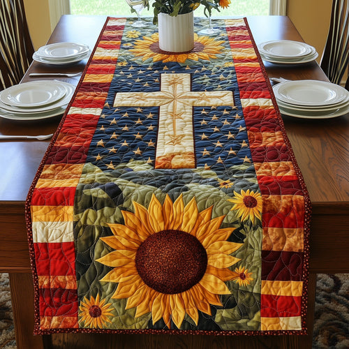 Patriotic Sunflower Quilted Table Runner GFTOAB4327