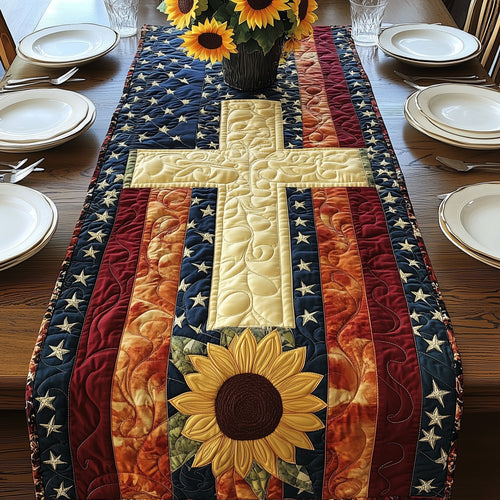 Patriotic Sunflower Quilted Table Runner GFTOAB4328