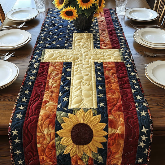 Patriotic Sunflower Quilted Table Runner GFTOAB4328
