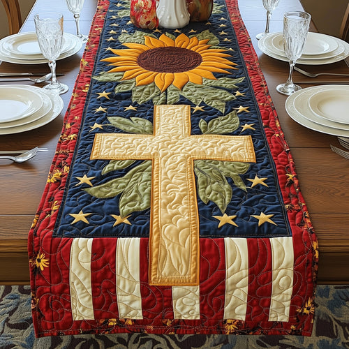 Patriotic Sunflower Quilted Table Runner GFTOAB4329