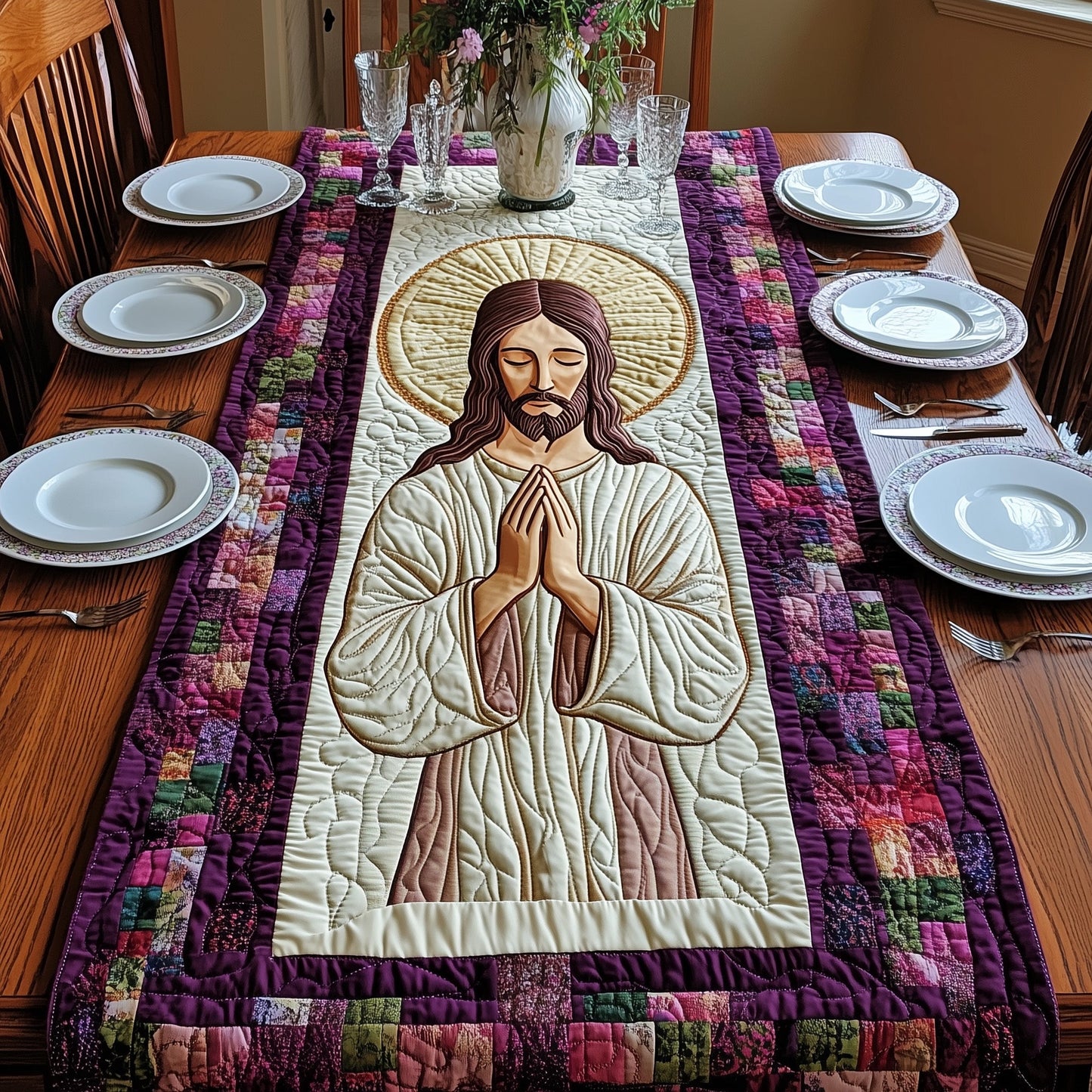Sacred Moments of Prayer Quilted Table Runner GFTOAB4332