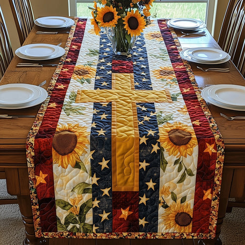 Patriotic Sunflower Quilted Table Runner GFTOAB4334