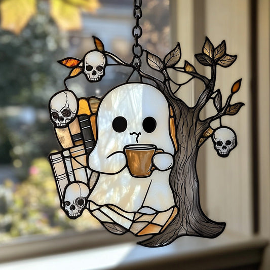 Teatime with Ghost Window Hanging Suncatcher GFTOAB4384