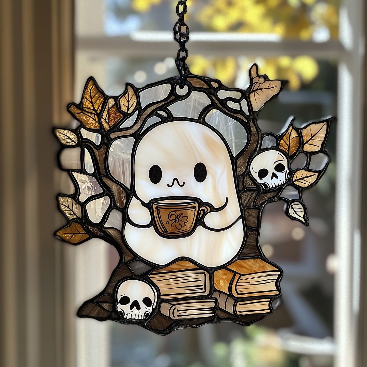 Teatime with Ghost Window Hanging Suncatcher GFTOAB4385