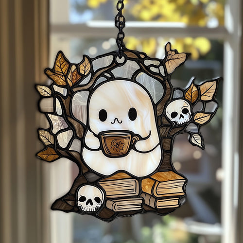Teatime with Ghost Window Hanging Suncatcher GFTOAB4385