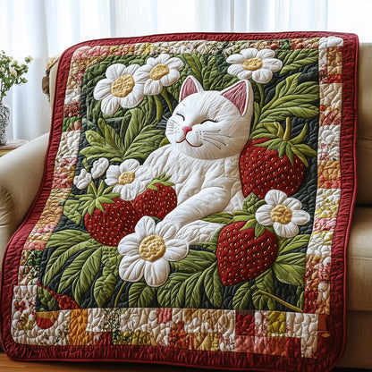 Feline in a Berry Patch Quilted Blanket GFTOAB4397