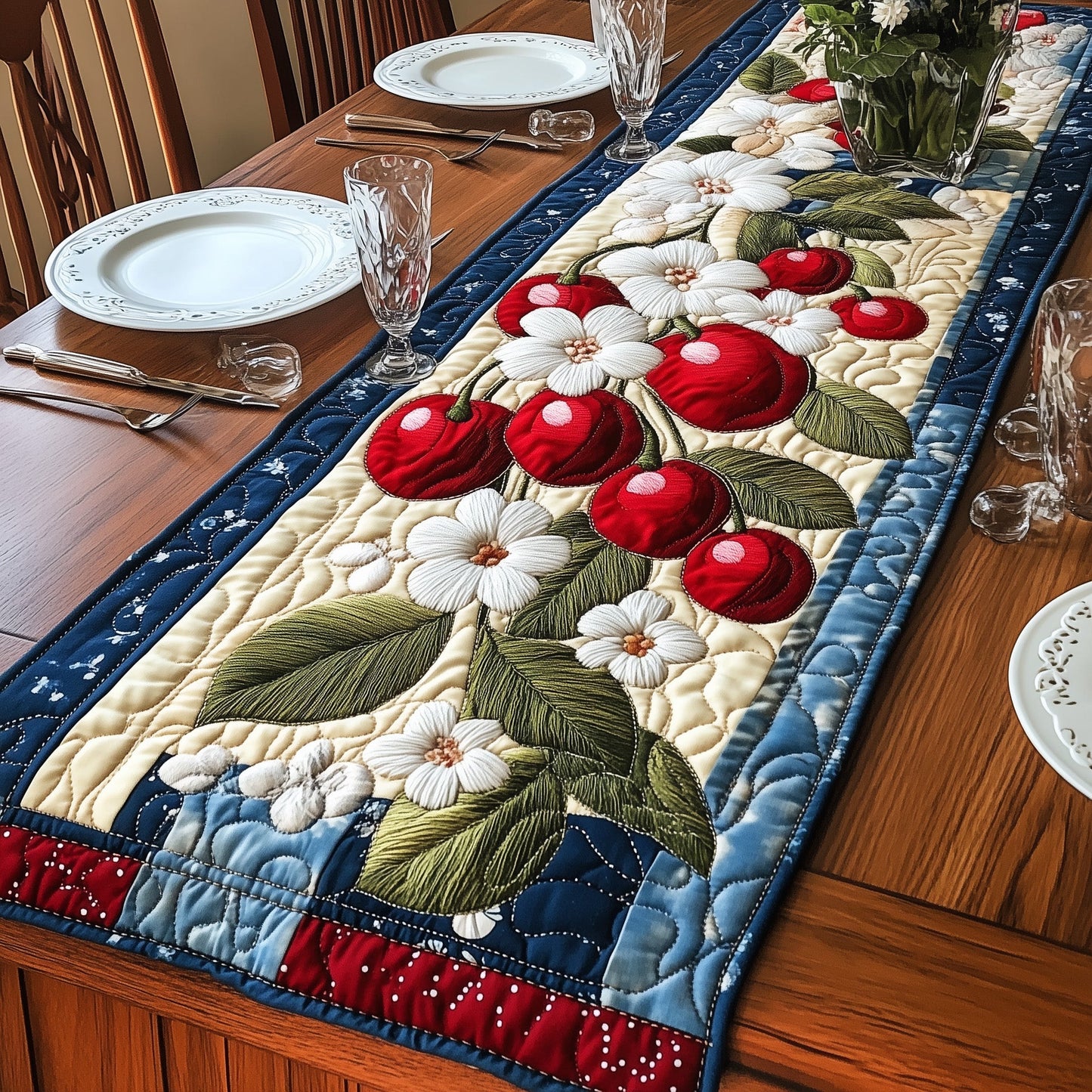 Sweet Cherries Quilted Table Runner GFTOAB4402