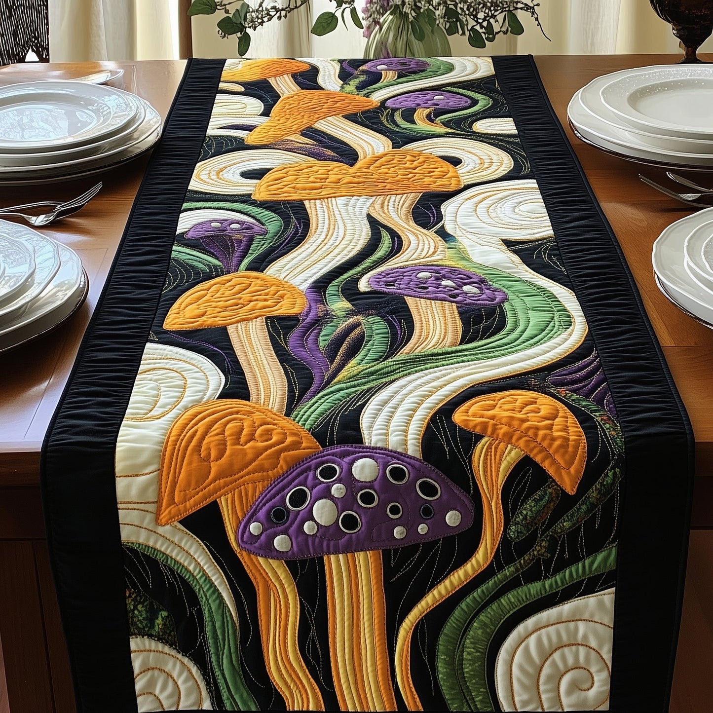Enchanted Toadstools Quilted Table Runner GFTOAB4530