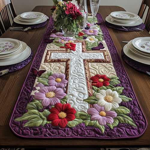Blossoming Cross Quilted Table Runner GFTOAB4564