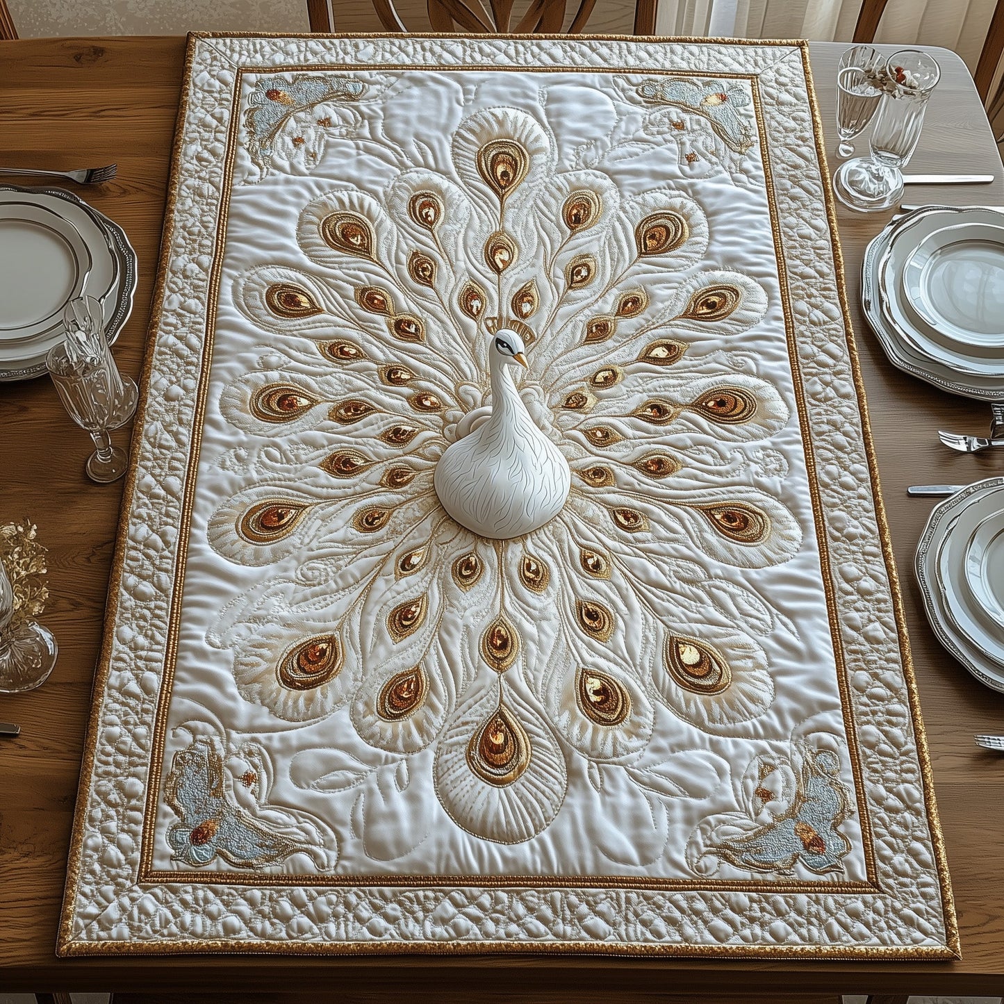 Royal Feathers Quilted Table Runner GFTOAB4595