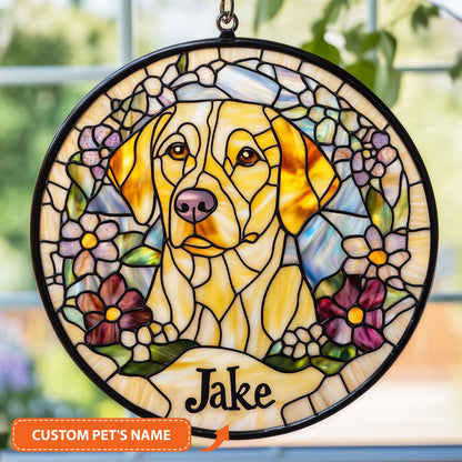Custom Name Yellow Labrador Suncatcher GFTOAB4664