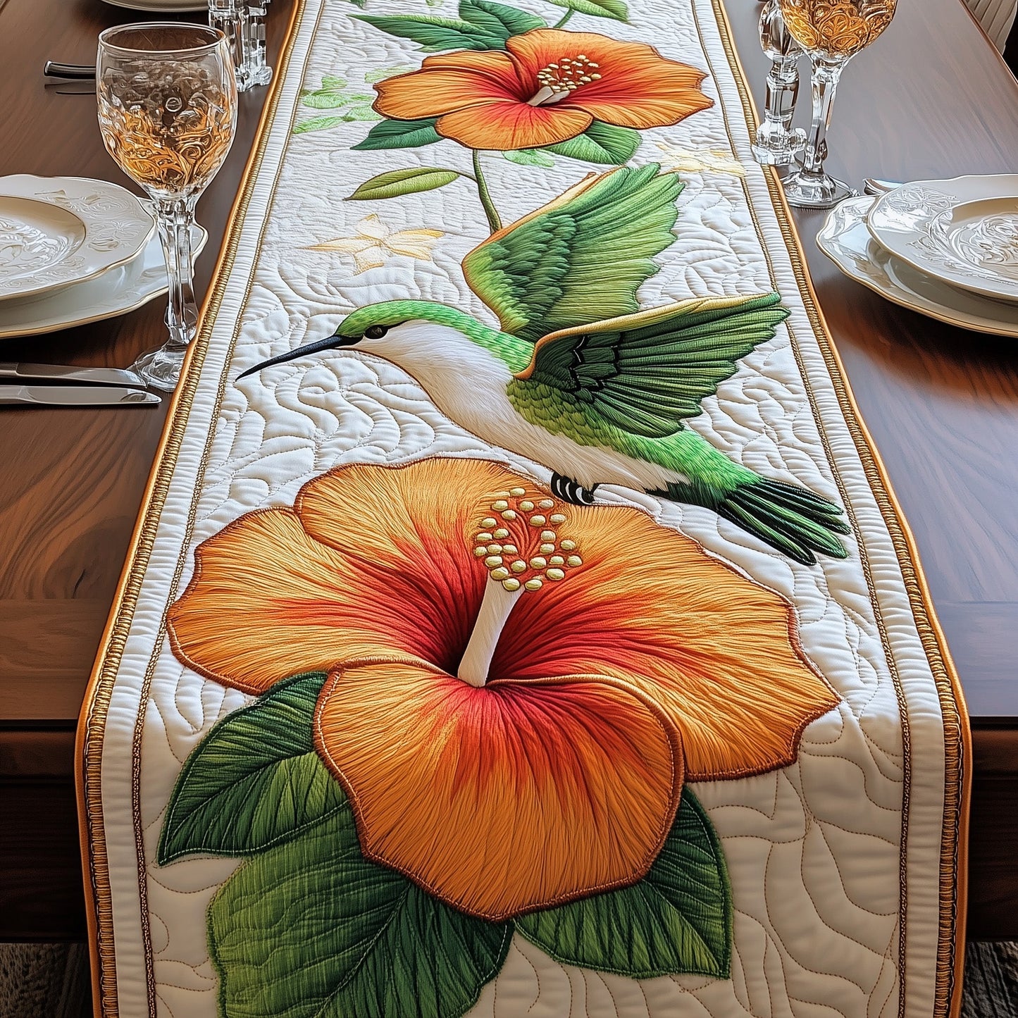 Tropical Hummingbird Quilted Table Runner GFTOAB4843