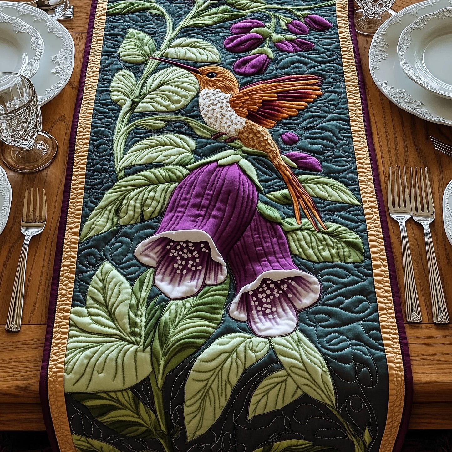 Sipping Nectar Hummingbird Quilted Table Runner GFTOAB4845