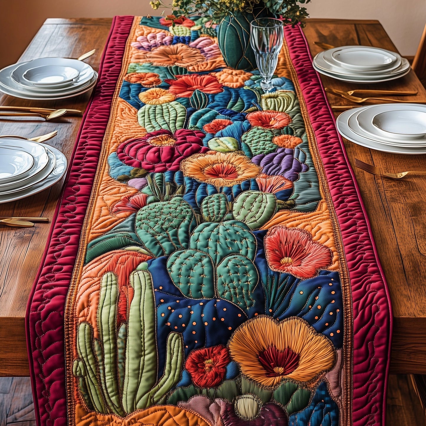 Desert Bloom Haven Quilted Table Runner GFTOAB4875